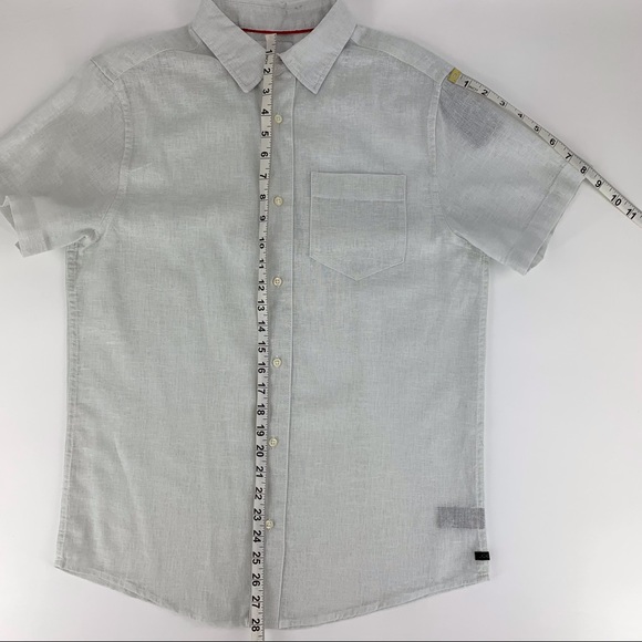 Joe's Jeans NWT Light Grey Linen Blend Short Sleeve Button Down Shirt, Small - Picture 9 of 16